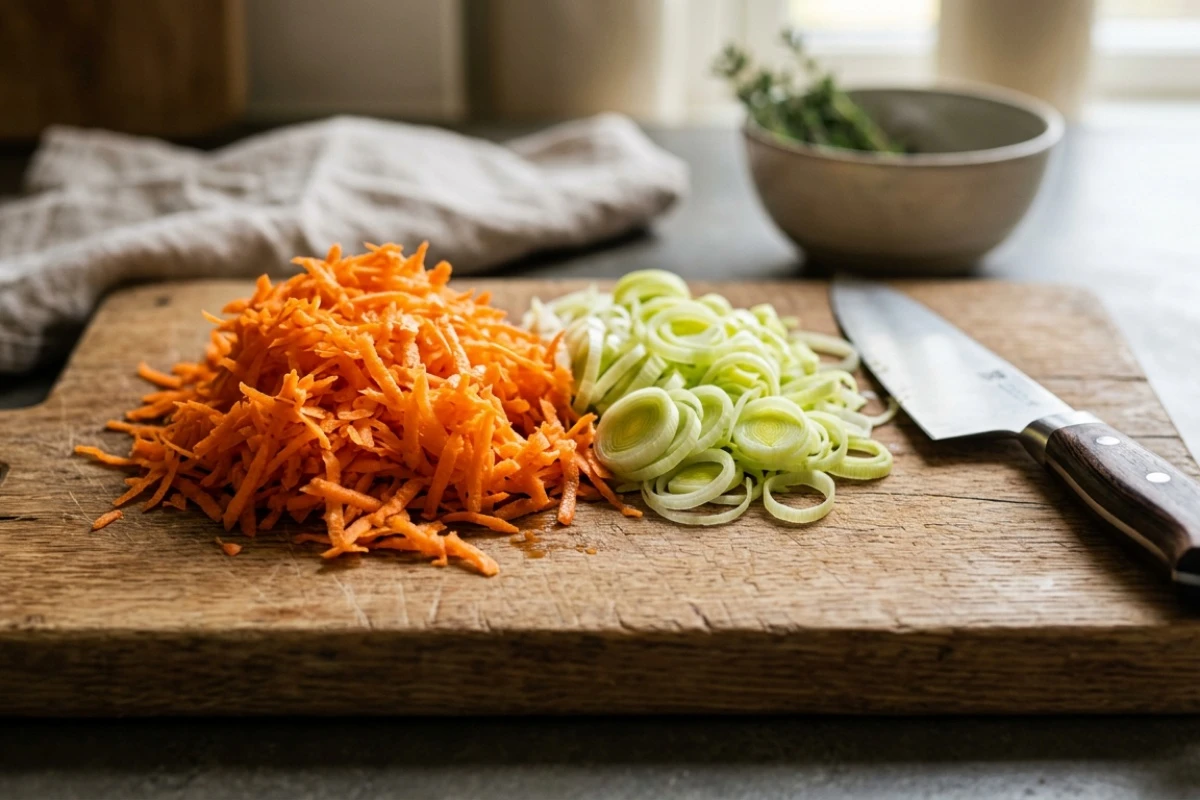 Preisalade voor bij het diner - met wortel en appel. Smaak verrijkt met augurk – image 1